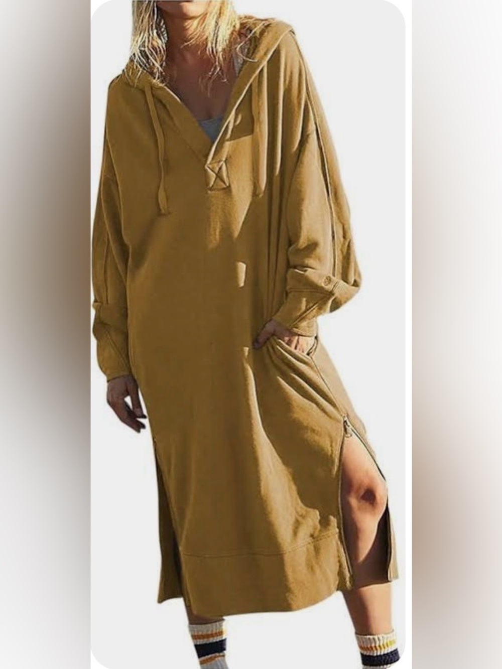 Free people spur of the moment Mustard Hooded sweatshirt - Picture 1 of 7